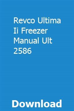 Revco ult series manual 2017